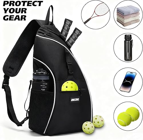 Miniatura 4 de Mochila de pickleball para hombres y mujeres, raquetas de pickleballtenisbádminton, resistente al agua con gancho para valla