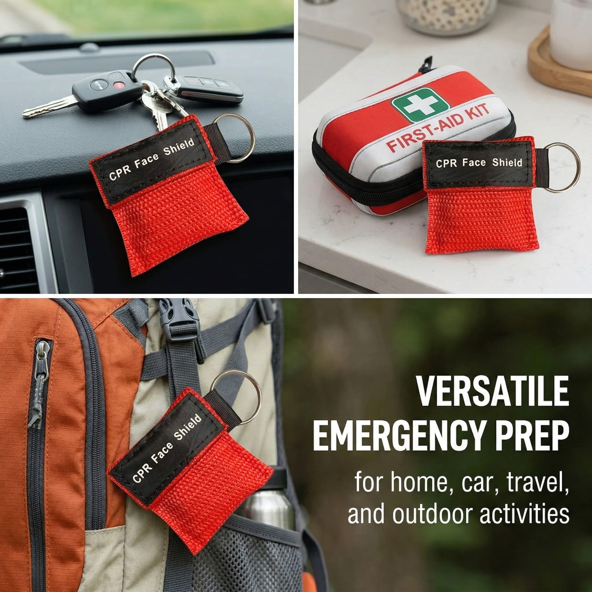 Pocket Mask 4 Mascherine Per Cpr In Pvc Da Tasca, Protezione Viso Emergenza Con Valvola Unidirezionale, Colore Rosso E Nero, Dimensioni 5X5,5Cm