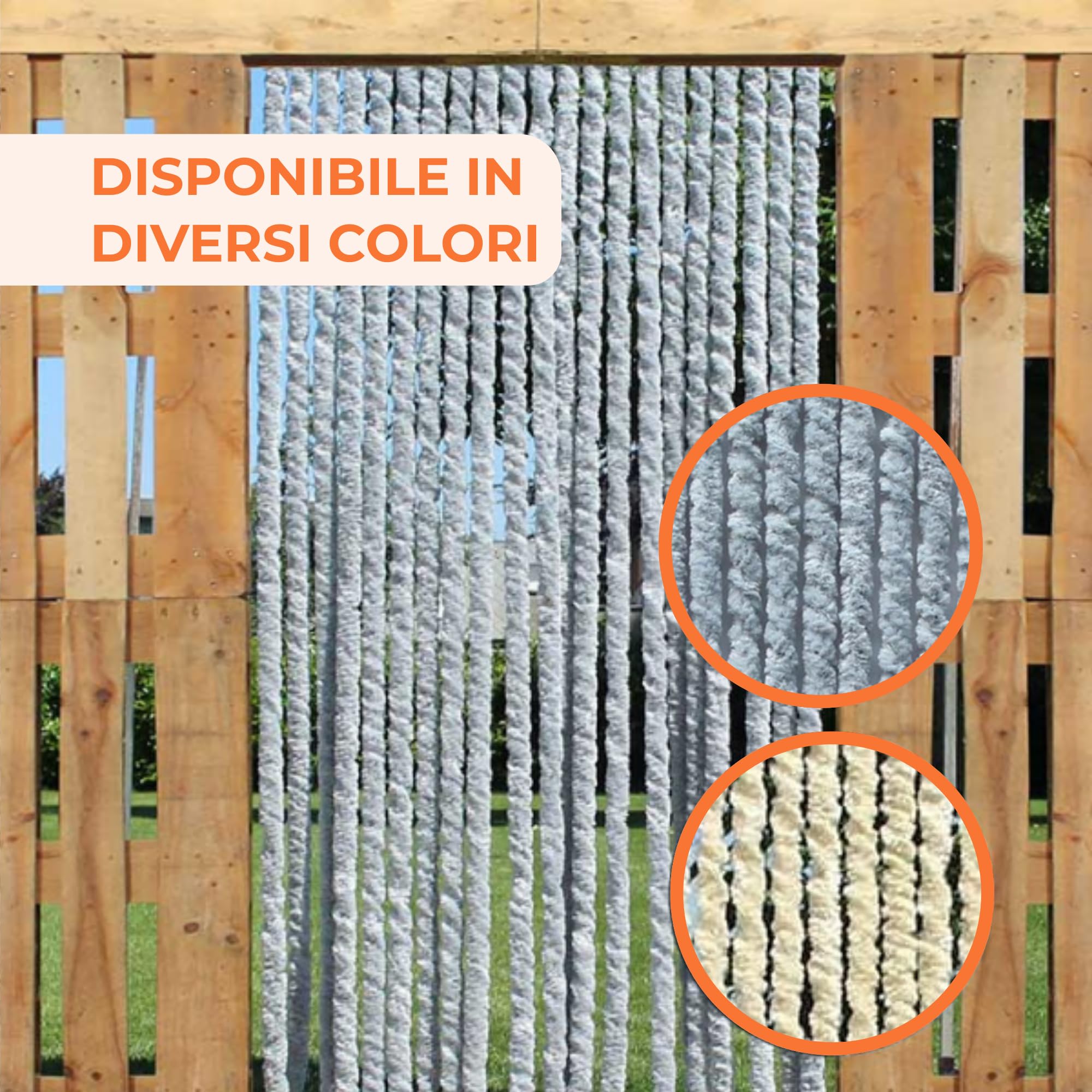Trente Tende a coda di gatto – Tenda soffice grigia, 90 x 220 cm, tenda per porta camper, tenda a fili per porta del balcone