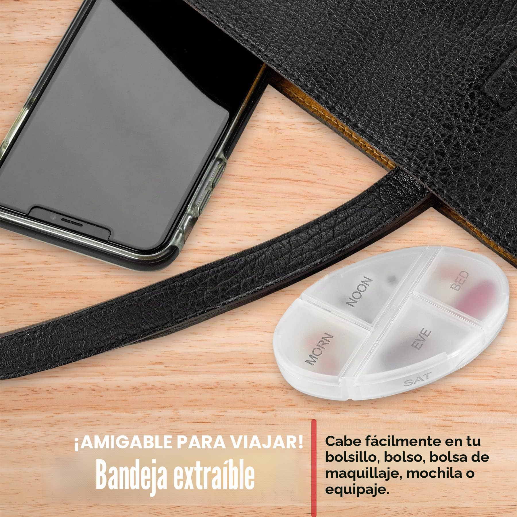 Organizador de píldoras diario apilable, recordatorio semanal de medicamentos con 7 cajas de apilamiento individuales