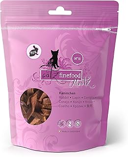 catz finefood Meatz koty smakołyki królik N° 11 - chrupiące paski z mięsa królika - grillowane i suszone - przekąska dla kotów bez cukru, bez zboża, 45 g