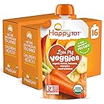 HAPPYTOT Organics Stage 4 Baby Food Pouches, Gluten Free, Vegan Snack, Love My Veggies, Fruit & Veggie Puree, Carrot, Banana, Mango & Sweet Potato, 4.22 Ounce (Pack of 16)