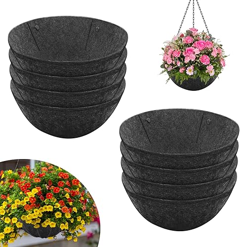 Riare Paquete de 8 forros redondos de tela de 14 pulgadas, forros duraderos para colgar cestas de repuesto de fibra de coco alternativa para colgar