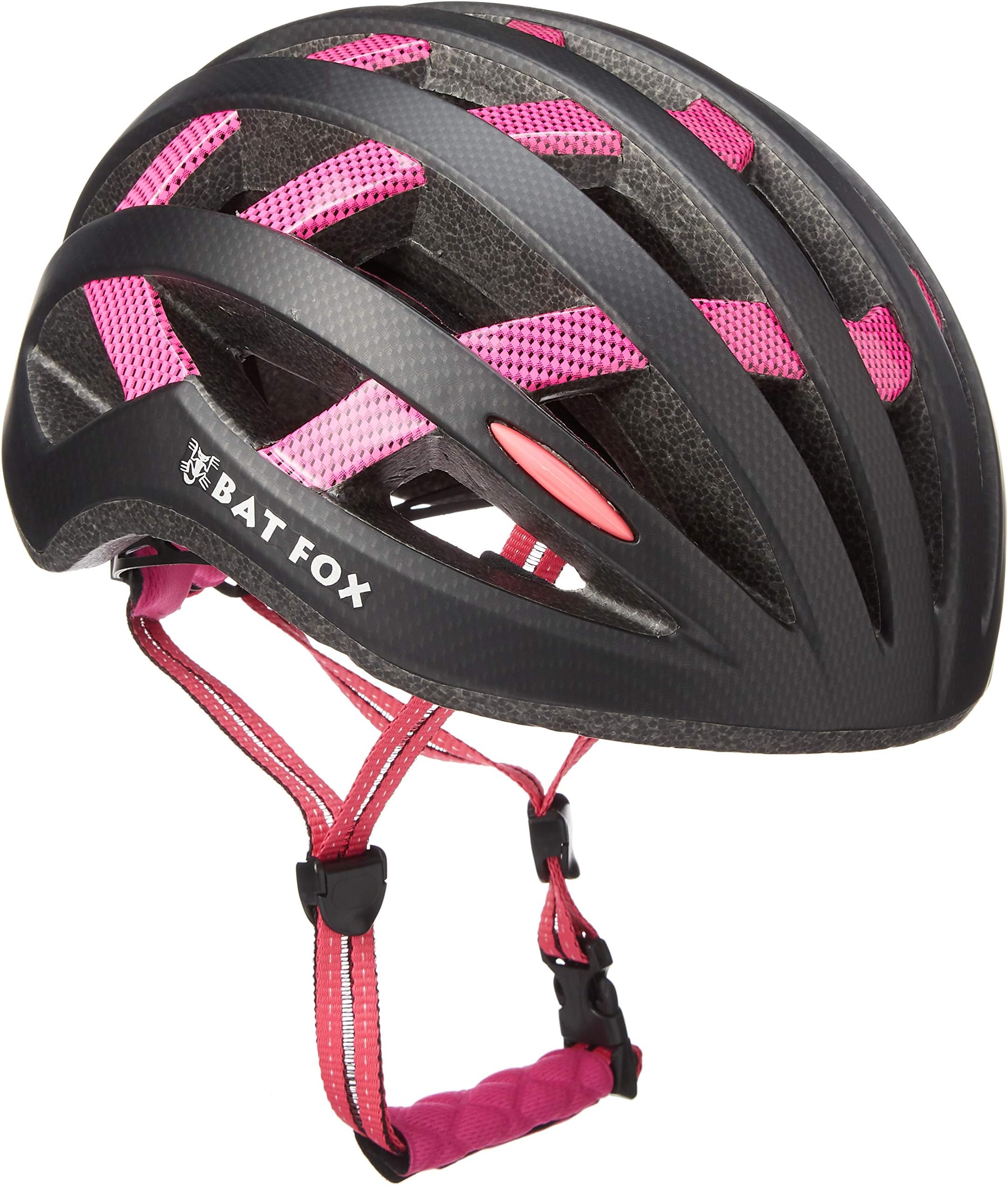 KINGBIKE Batfox Adult Bike Helmet,Rechargeable Safety Rear Colorful Light,Cloth Visor with Rain Cover for Road Commuter Street