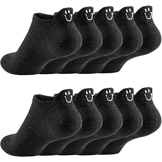 IBEILLI Women Cute Socks 10 Pairs Cotton Kawaii Embroidered Funny Low Cut Ankle Socks for Women Girls