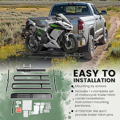 Miniatura 7 de ECOTRIC Soporte de enganche de 500 libras para motocicleta, estantes de transporte para montar en enganche, camión de enganche para bicicleta de