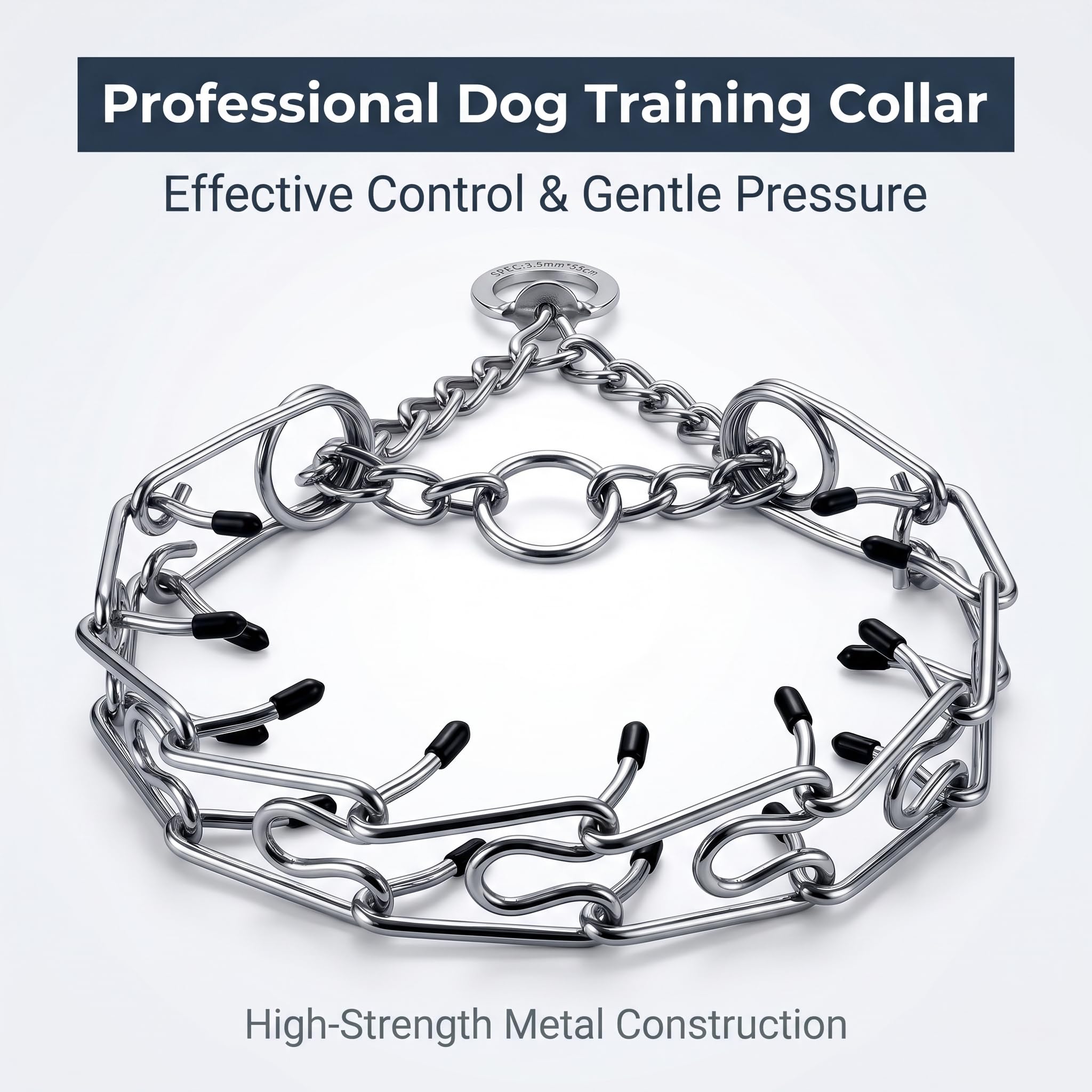 Collier Chien Métal Anti-Traction, Collier Étrangleur Réglable Détachable, 3.5mm Collier de Dressage pour Chien, pour Grand Chien, Éducation Obéissance et Promenade