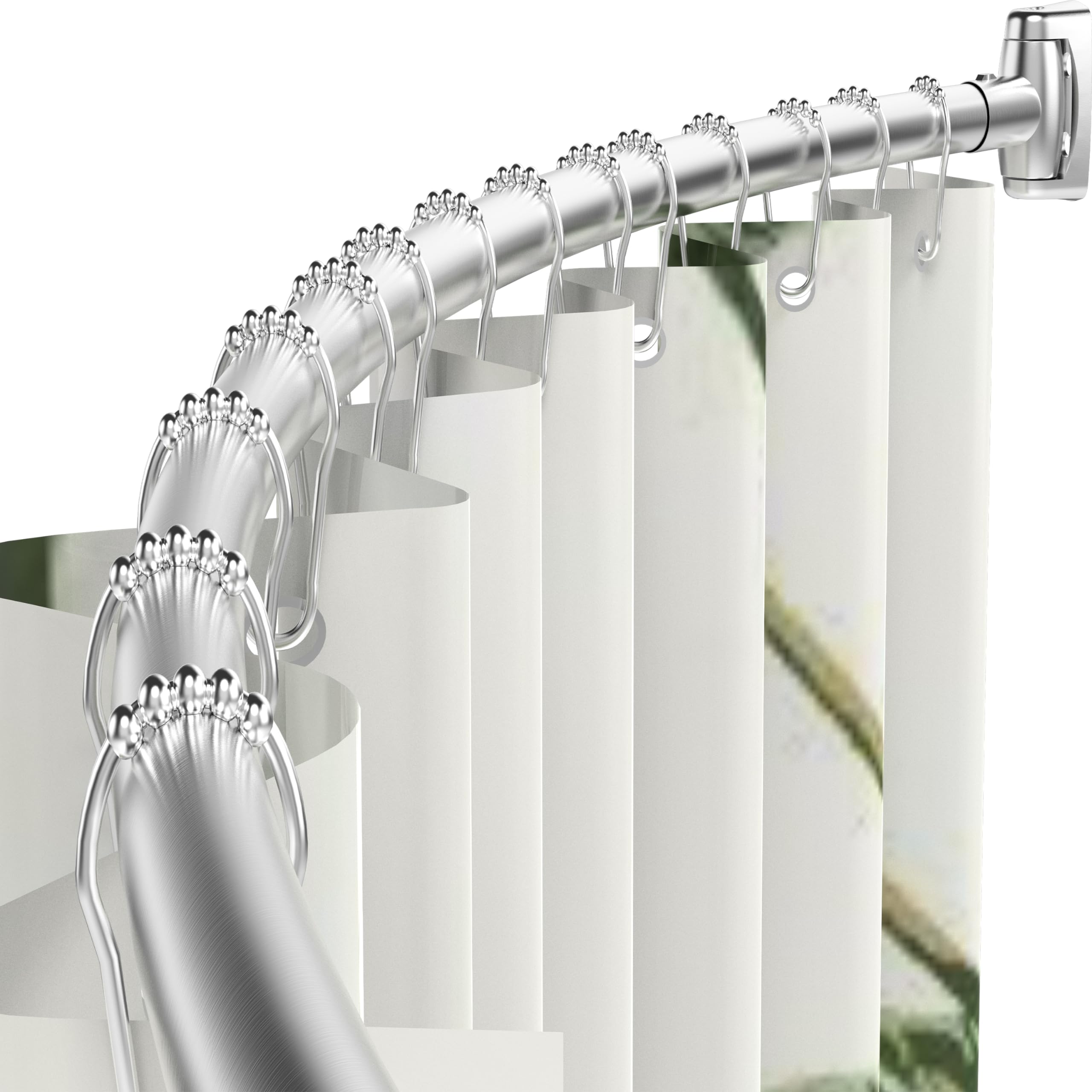 DYHOME Curved Shower Curtain Rod 33-78 inches Adjustable Shower Rod Rustproof Curved Shower Rod Round Shower Curtain Rod for Bathroom, Bathtub, Stall, Stainless Steel, Need to Drill, Brush Nickel