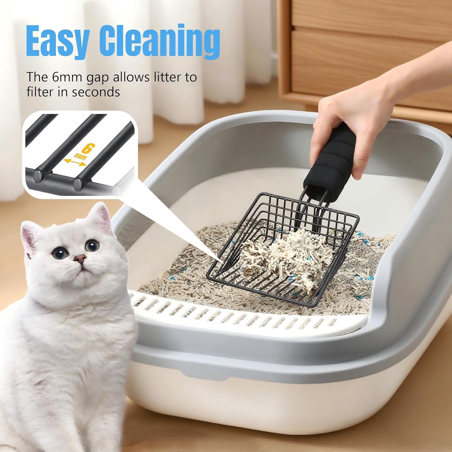 BasicForm Metal Cat Litter Scoop - Fast Sifting Deep Shovel with Comfy Handle, Designed for Multi-Cat Owners 5 81uDzzAl3YL. AC SL1500