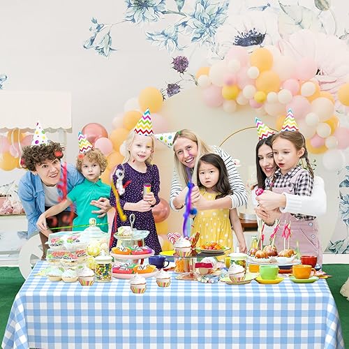 Miniatura 3 de Paquete de 2 manteles rectangulares de plástico a cuadros color azul claro y blanco, desechables, de plástico, para fiestas, picnic al aire libre,