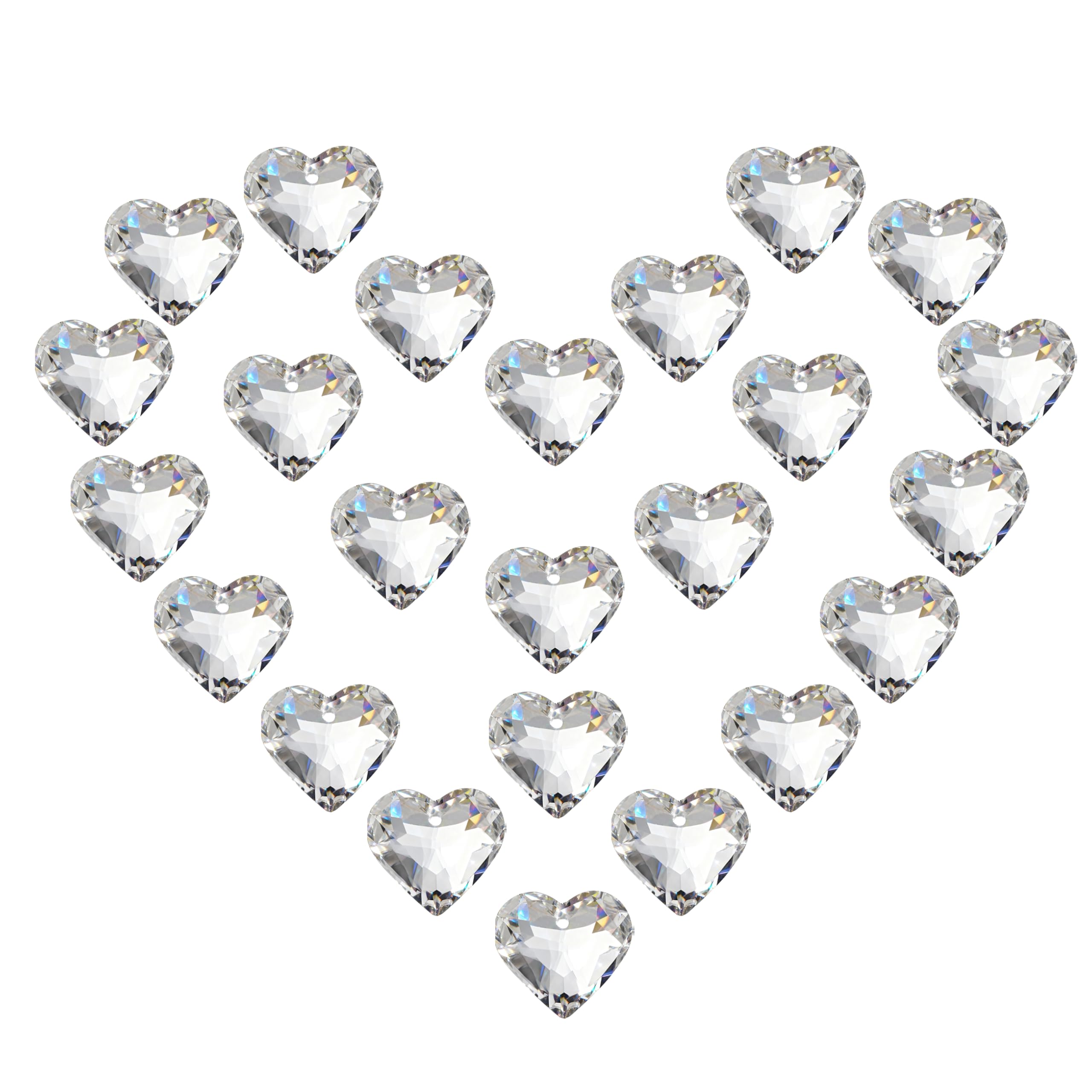 HDCRYSTALGIFTS 24pcs Crystal Heart Prisms Suncatchers 20mm Clear Glass Beads Rainbow Maker Sun Catchers Chandelier Crystals Drop Parts Glass Wedding Valentine's Day Decorations-image-33