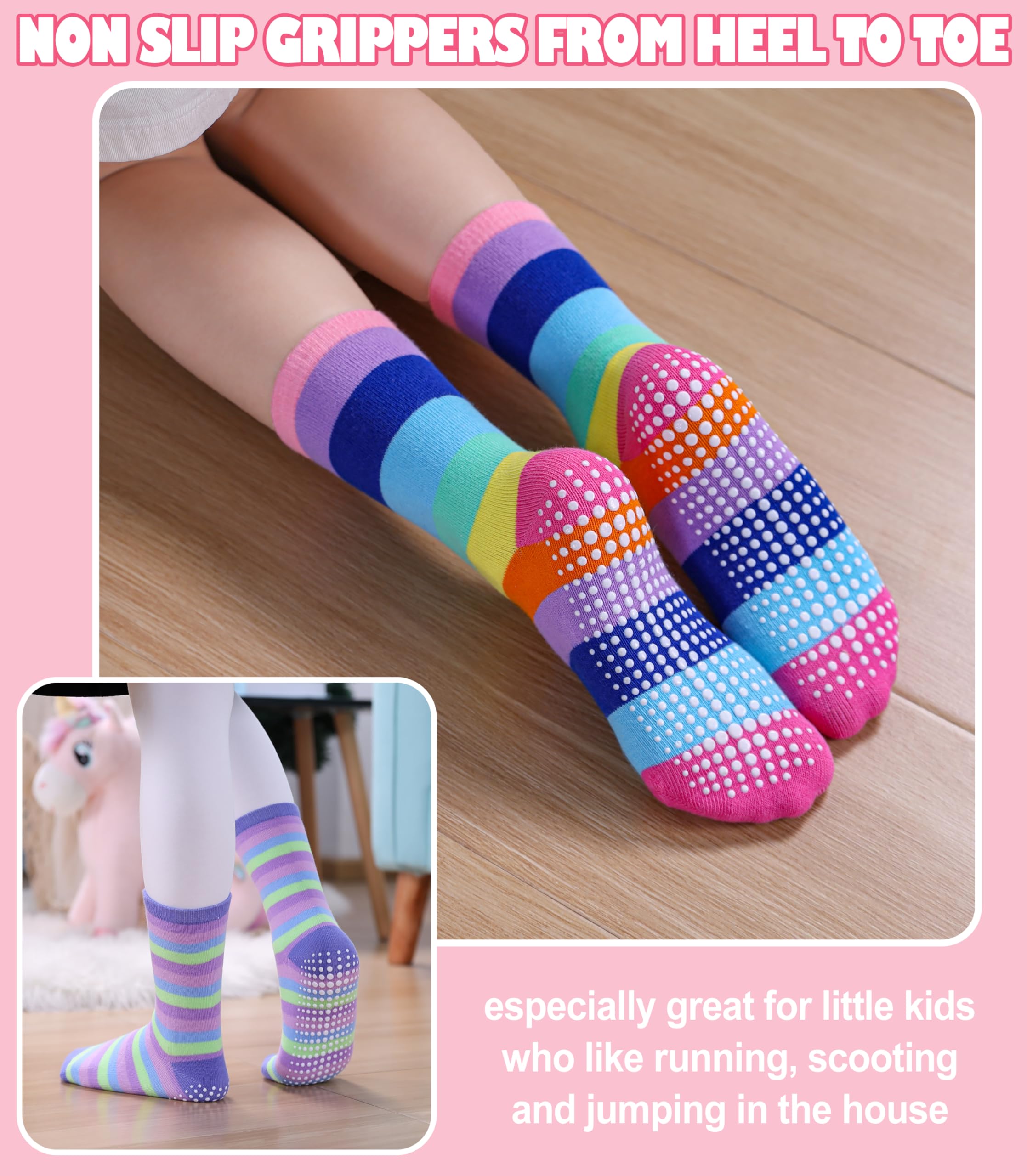Calcetines antideslizantes para niñas pequeñas, calcetines de algodón con pinzas, 12 pares