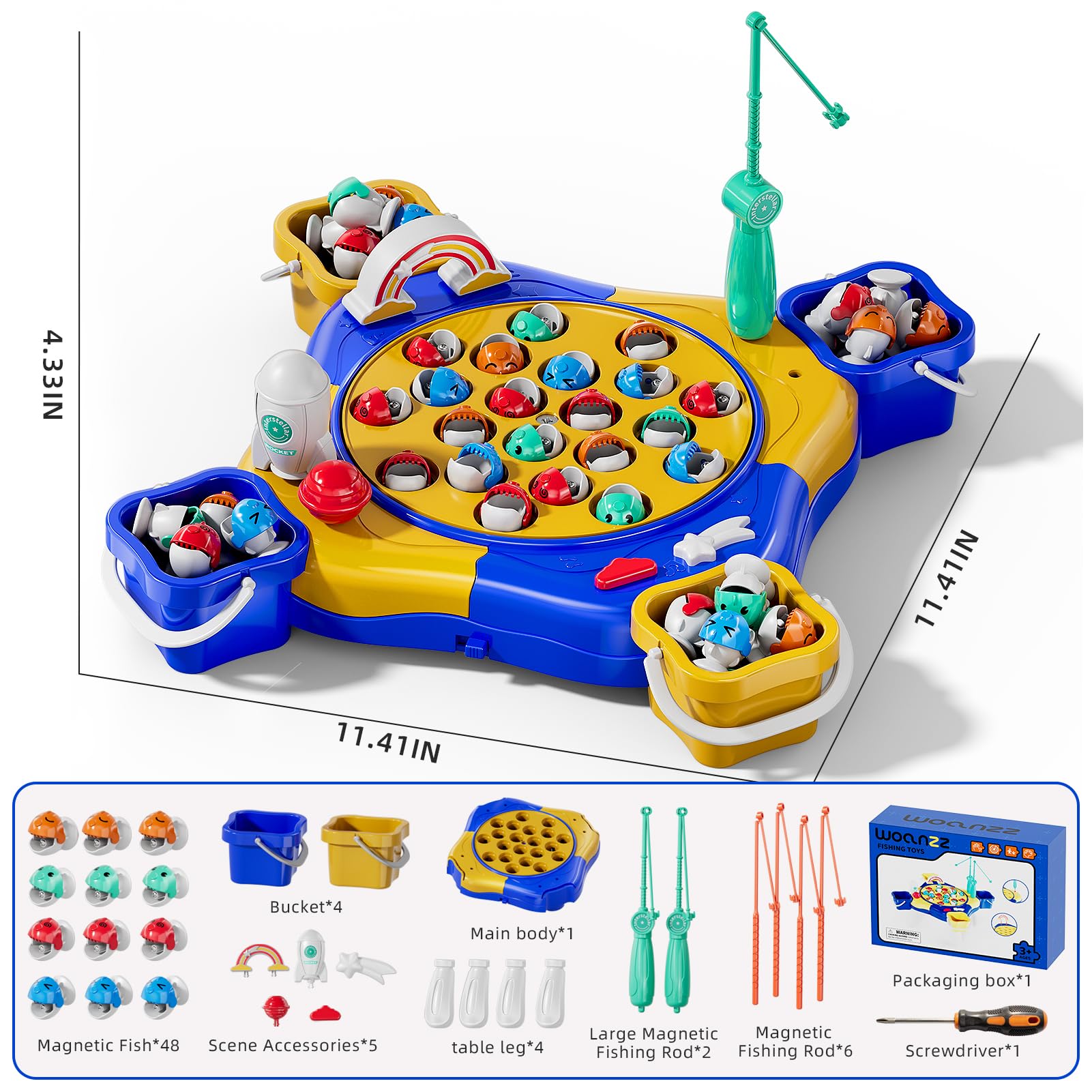 Magnetisches Angelspiel für Kinder von 3-8 Jahren, Magnet Fische Spielzeug, 70 Pcs Angelspiel, Lernspielzeug Fische Angeln Fischfangspiel Geburtstagsgeschenk für Jungen und Mädchen, Blau