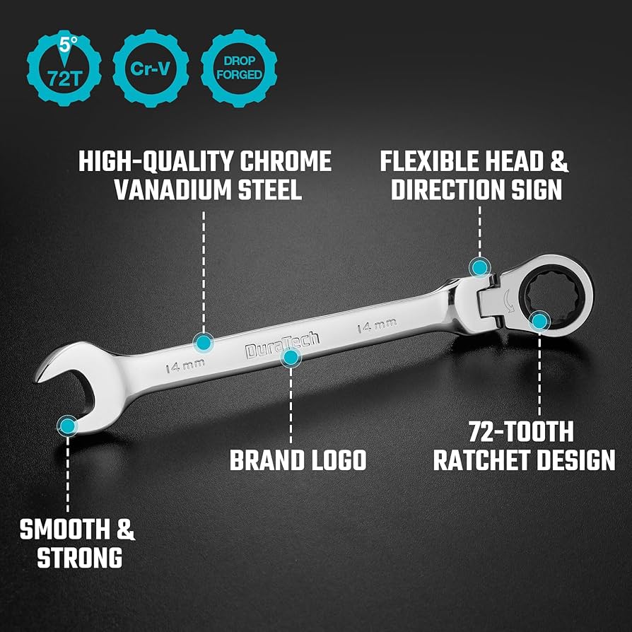 DURATECH 12-Piece Flex-Head Ratcheting Combination Wrench