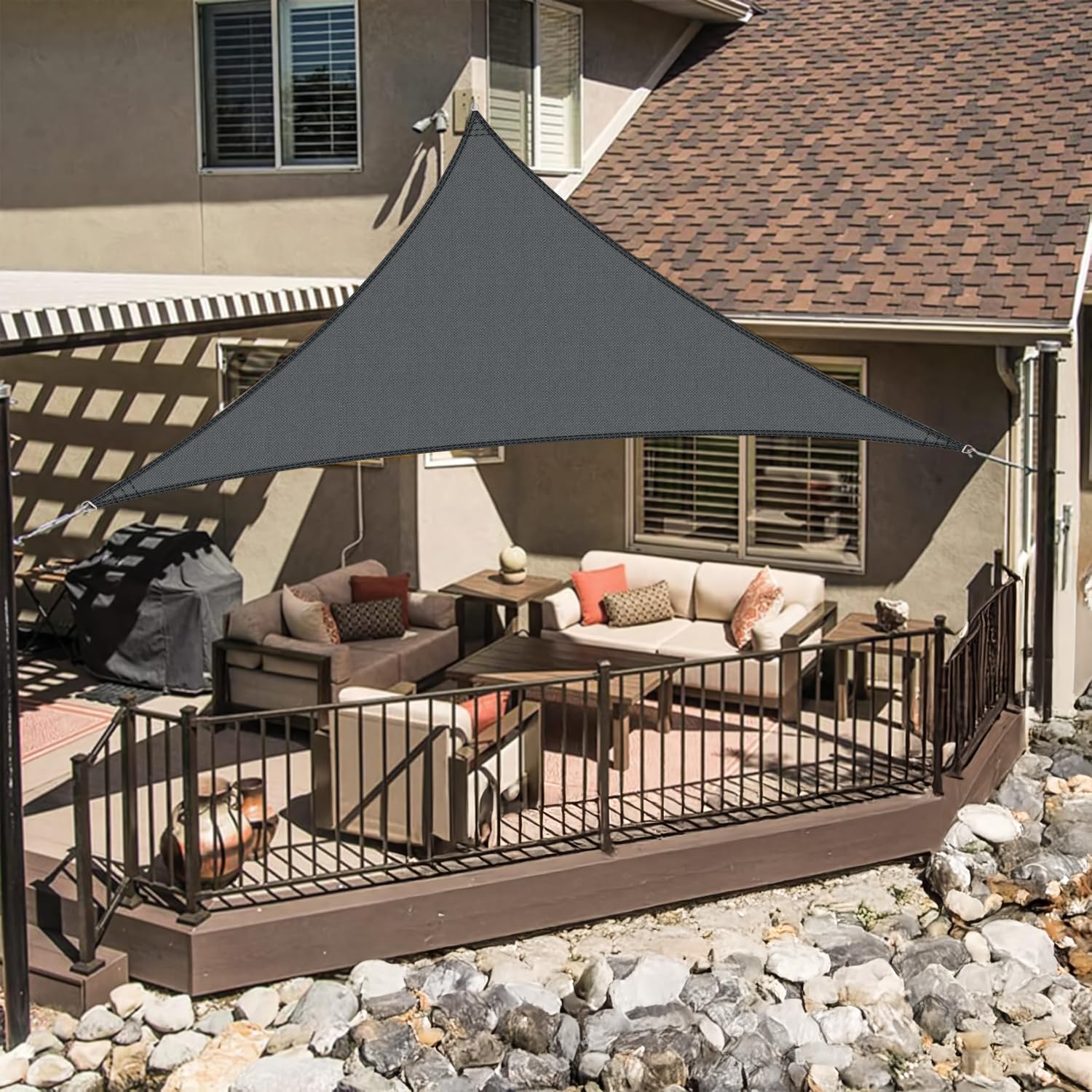 LOVE STORY Toldo Vela Triangular 2x2x2m,Protección UV para Exterior Patio