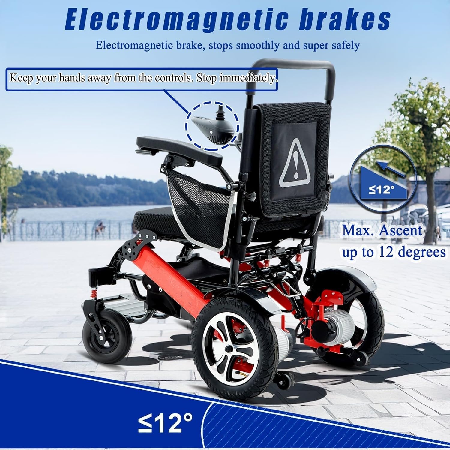 Sedia A Rotelle Elettrica Pieghevole, Sedia A Rotelle da Viaggio A Lunga Durata da 25 Km Sedie A Rotelle Elettriche Leggere per Adulti E Anziani, Supporto 150 kg,