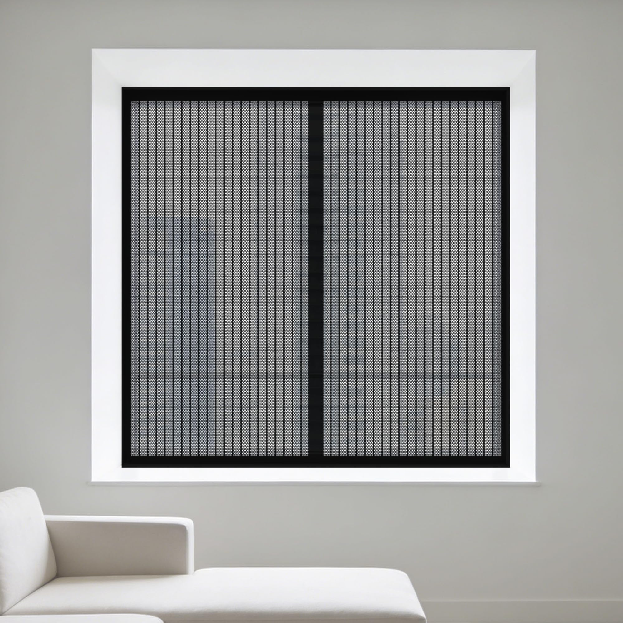 Window Fly Screen 65 x 65 cm with Selfadhesive Bug Net for Windows Excellent Ventilation While Blocking Bugs for Windows Doors and Patio Screens, Black