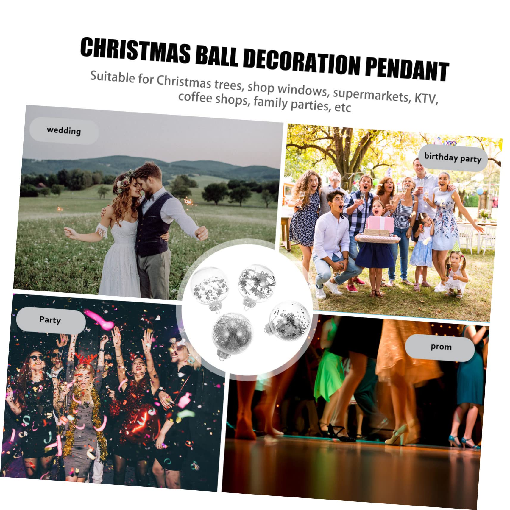 Zerodeko 1 Caja Colgante Bola de Navidad Colgantes de árbol de Navidad con Purpurina Decoraciones de Ceremonia de Boda Cafeteria Colgantes navideños Decoraciones de Boda Ornamento Decorar