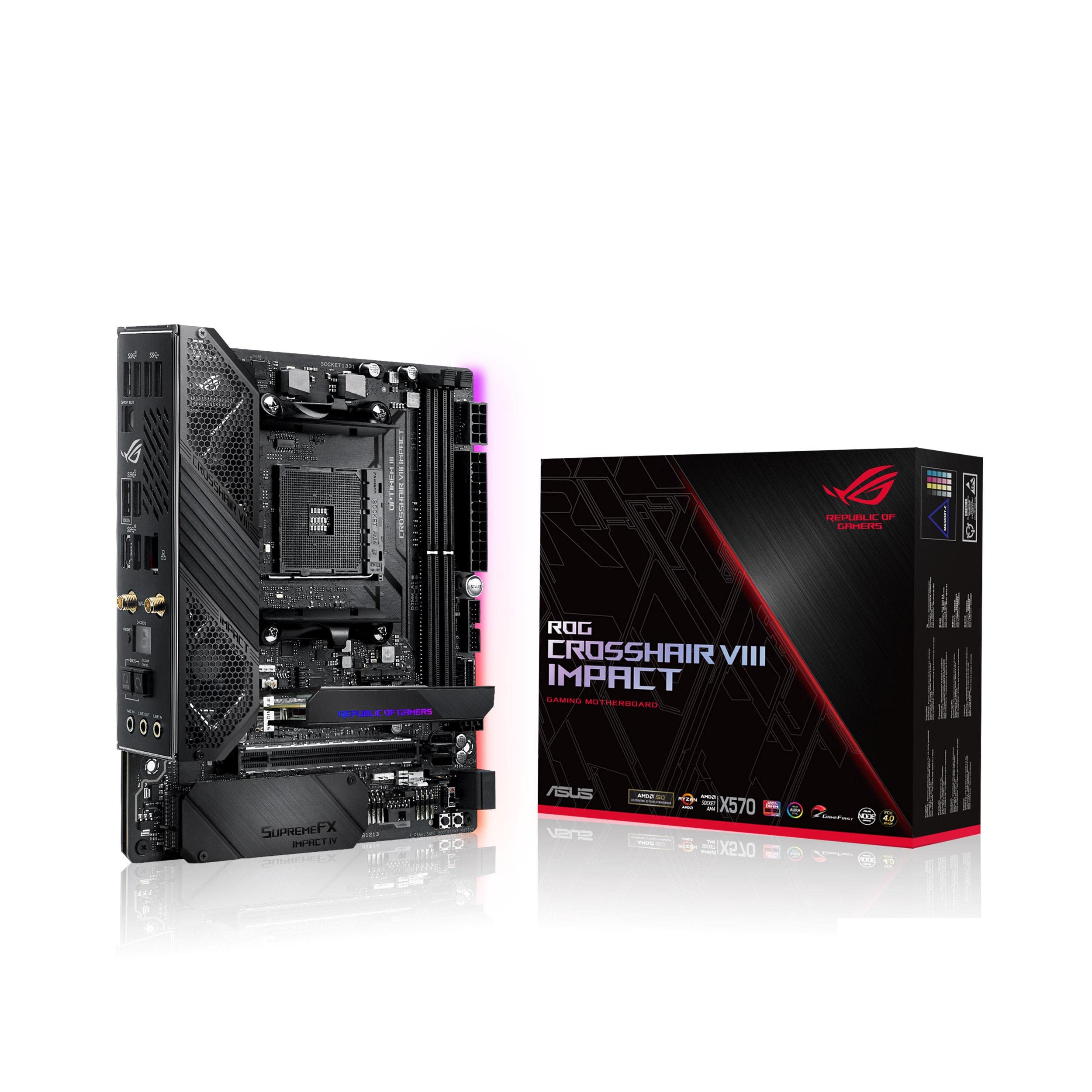 Asus Rog Crosshair Viii Impact Scheda Madre Gaming Amd X570 Mini-Dtx Con Scheda SO-DIMM.2, Wi-Fi 6, Pcie 4.0, Audio Supremefx, Aura Sync Rgb, Sata 6 Gb/S E Usb 3.2 Gen 2-image