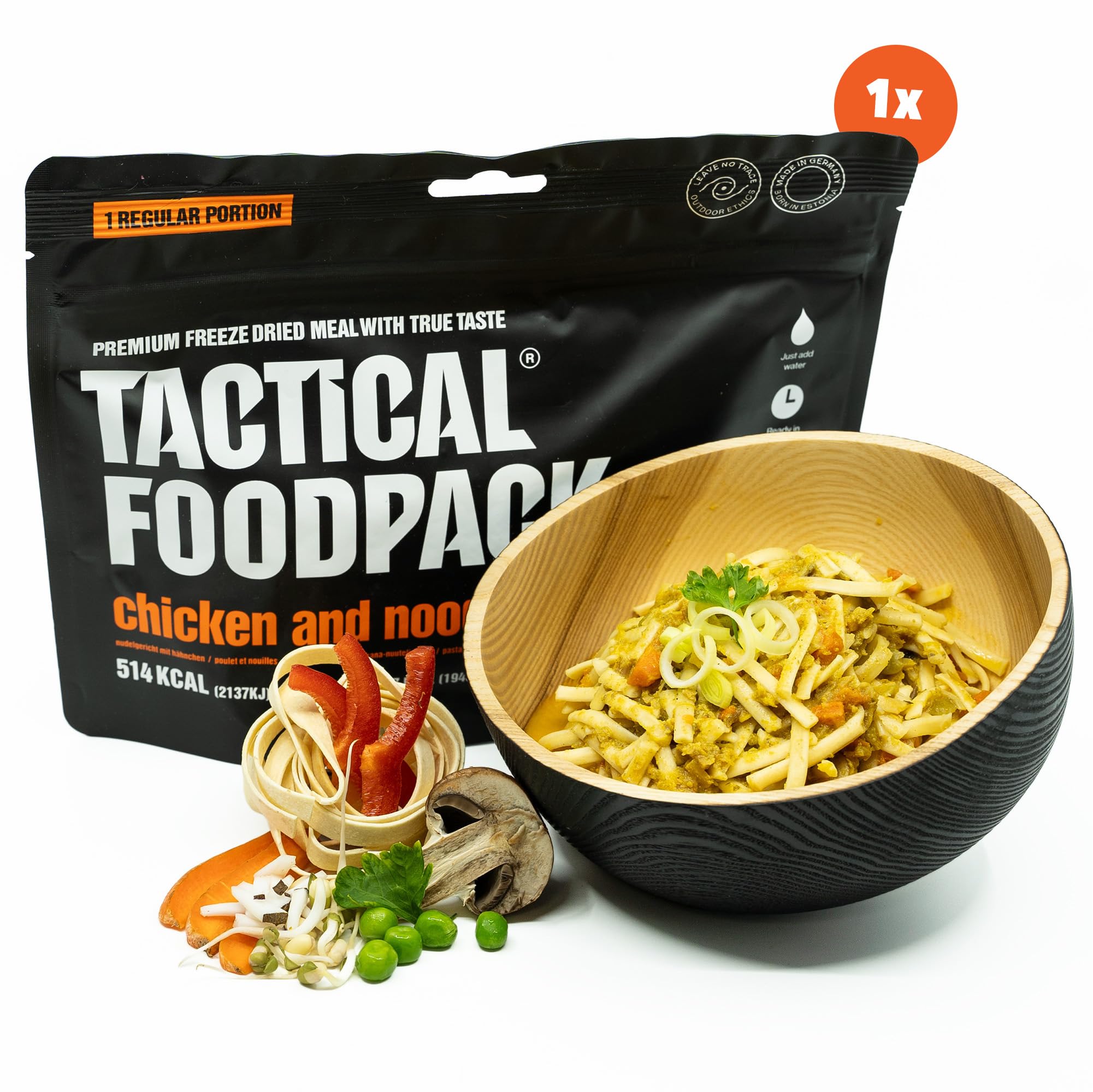 Tactical Foodpack 3er Set - 3 Gefriergetrocknete Mahlzeit (mit Fleisch) für Camping, Survival Outdoor Nahrung. Tracking oder Notfallrucksack – Fertiggerichte wie hausgemacht zum Verzehr bereit