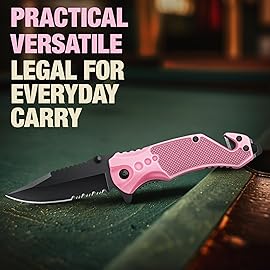 GOOD WORKER Legal Pink Pocket Knife for Women Self Defense - 2.95 Serrated Folding Blade Knives - Cute Girl Tool - Gifts Idea for Her - Perfect for Gilfriend Wife Woman - Gifts for Mother 6680 P