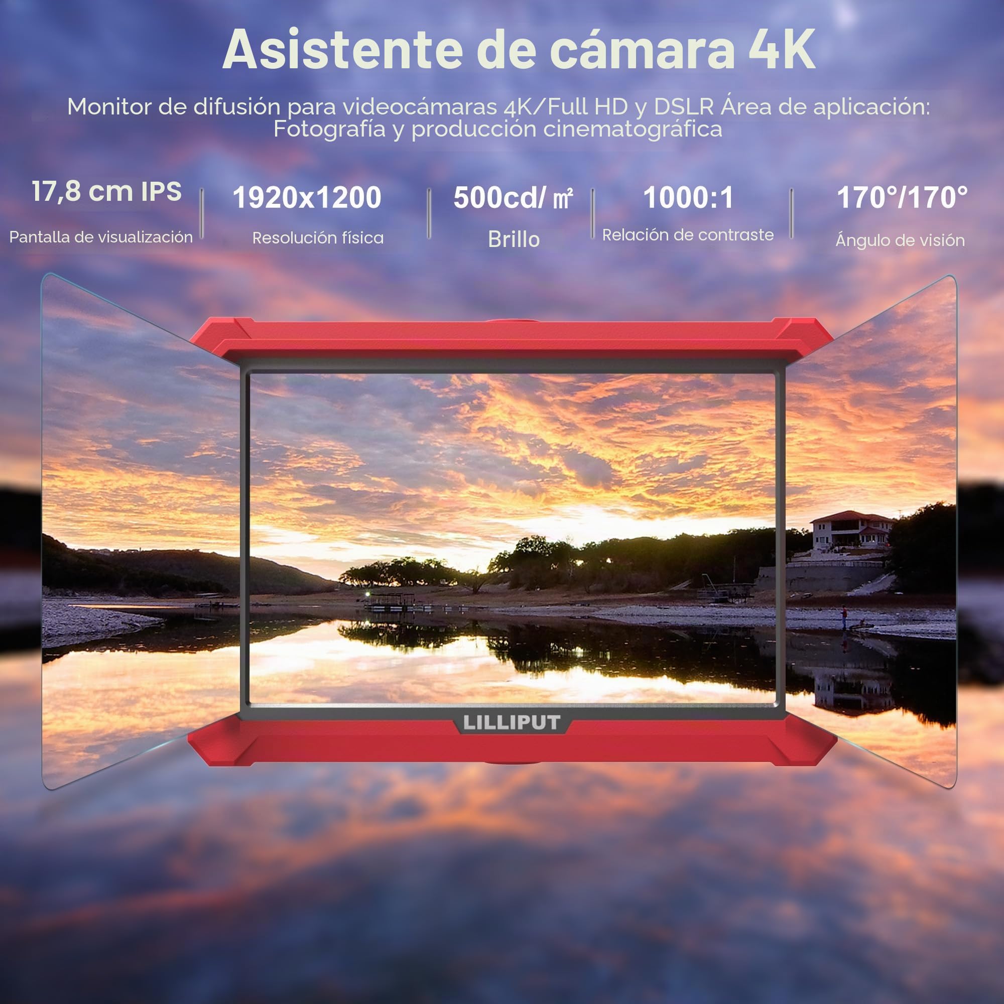 LILLIPUT A7S 7 pulgadas 1920 x 1200 FHD IPS on caméra moniteur, DSLR Moniteur de Champ de caméra 4K24 HDMI 1.4 Entrada y Loopout/ 3G-SDI On Cámara Field Monitor
