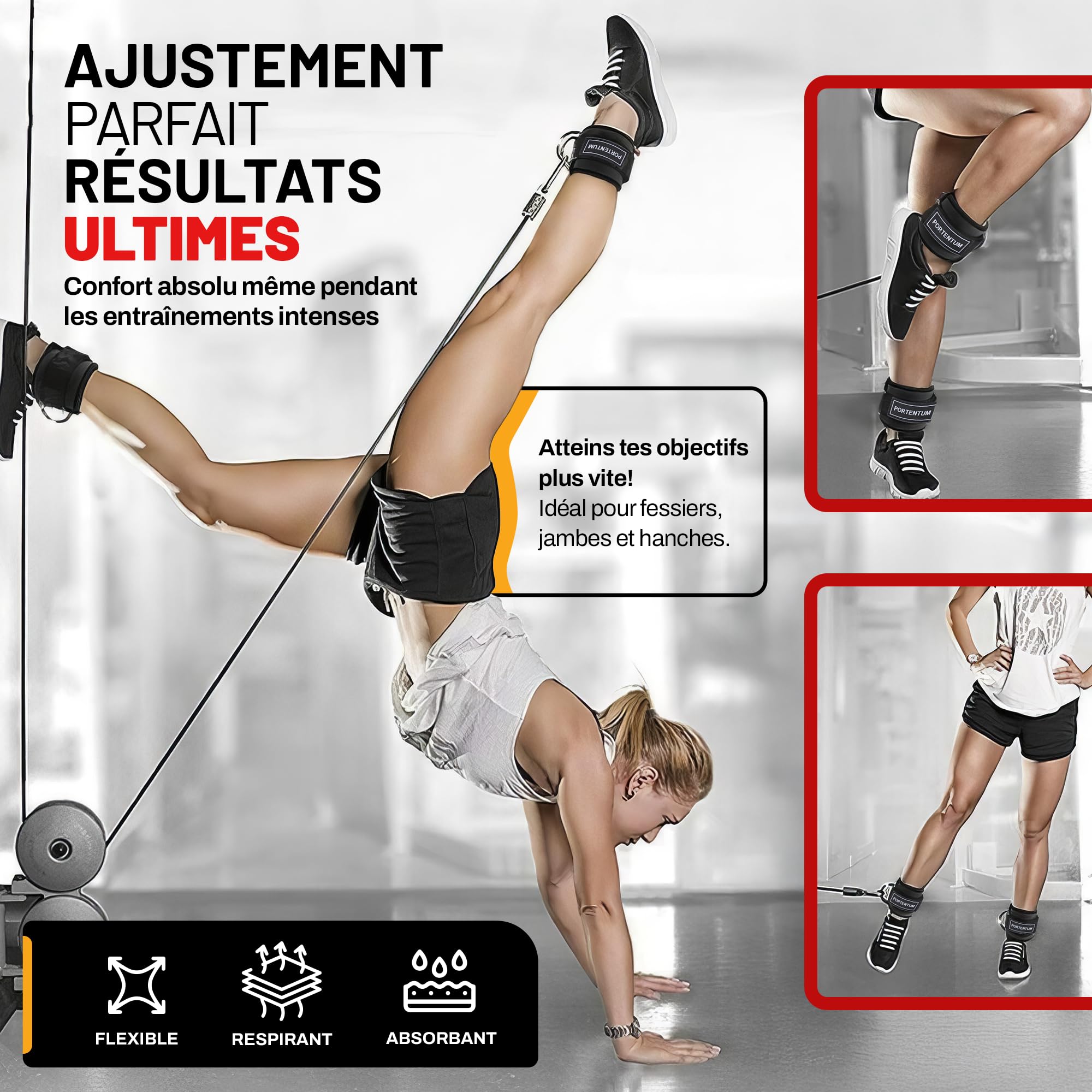 Chevillères Poulies Gym Rose - Set Complet Avec 2 Bracelets De