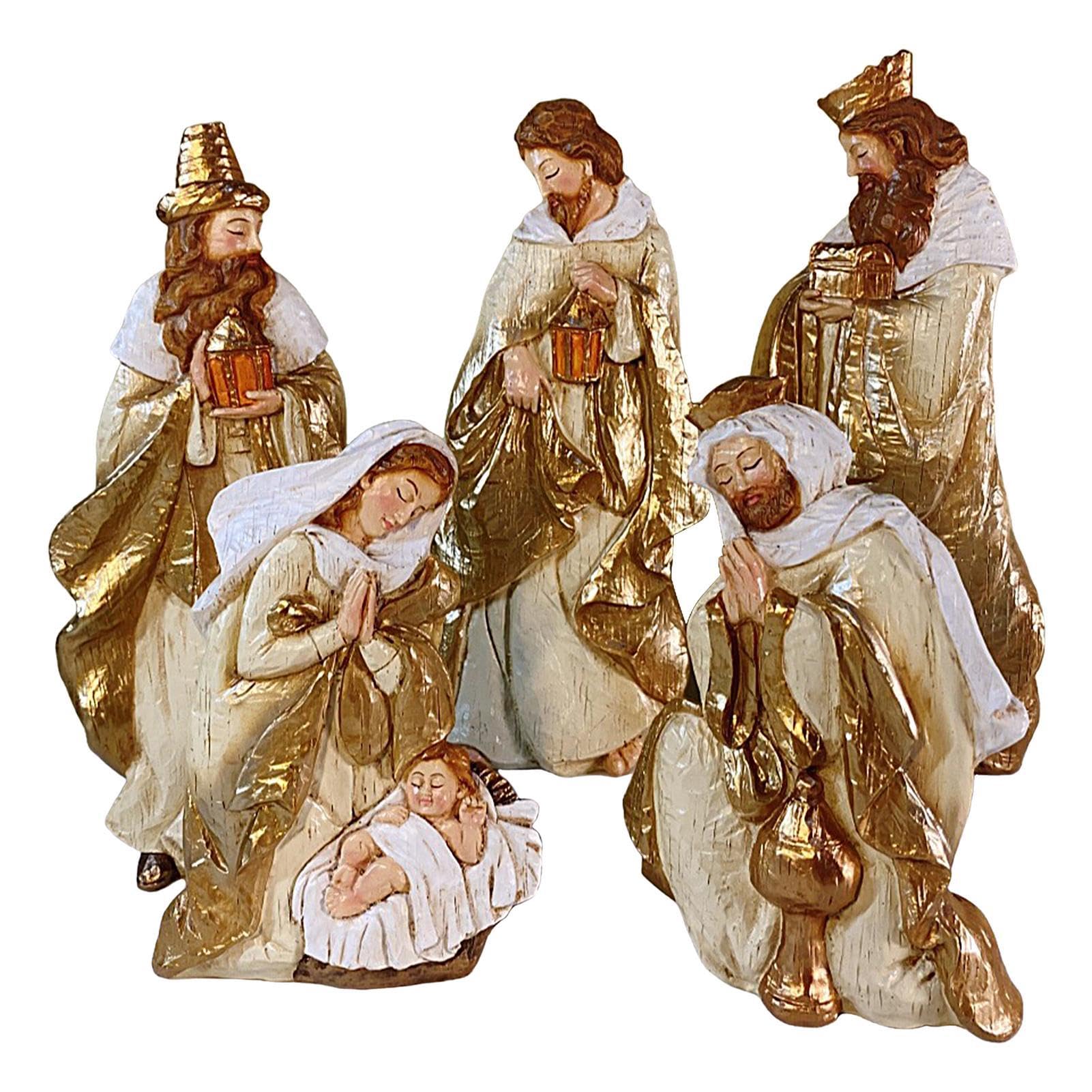 de Belén de Interior 5 Piezas Figura De La Sagrada Familia De Resina