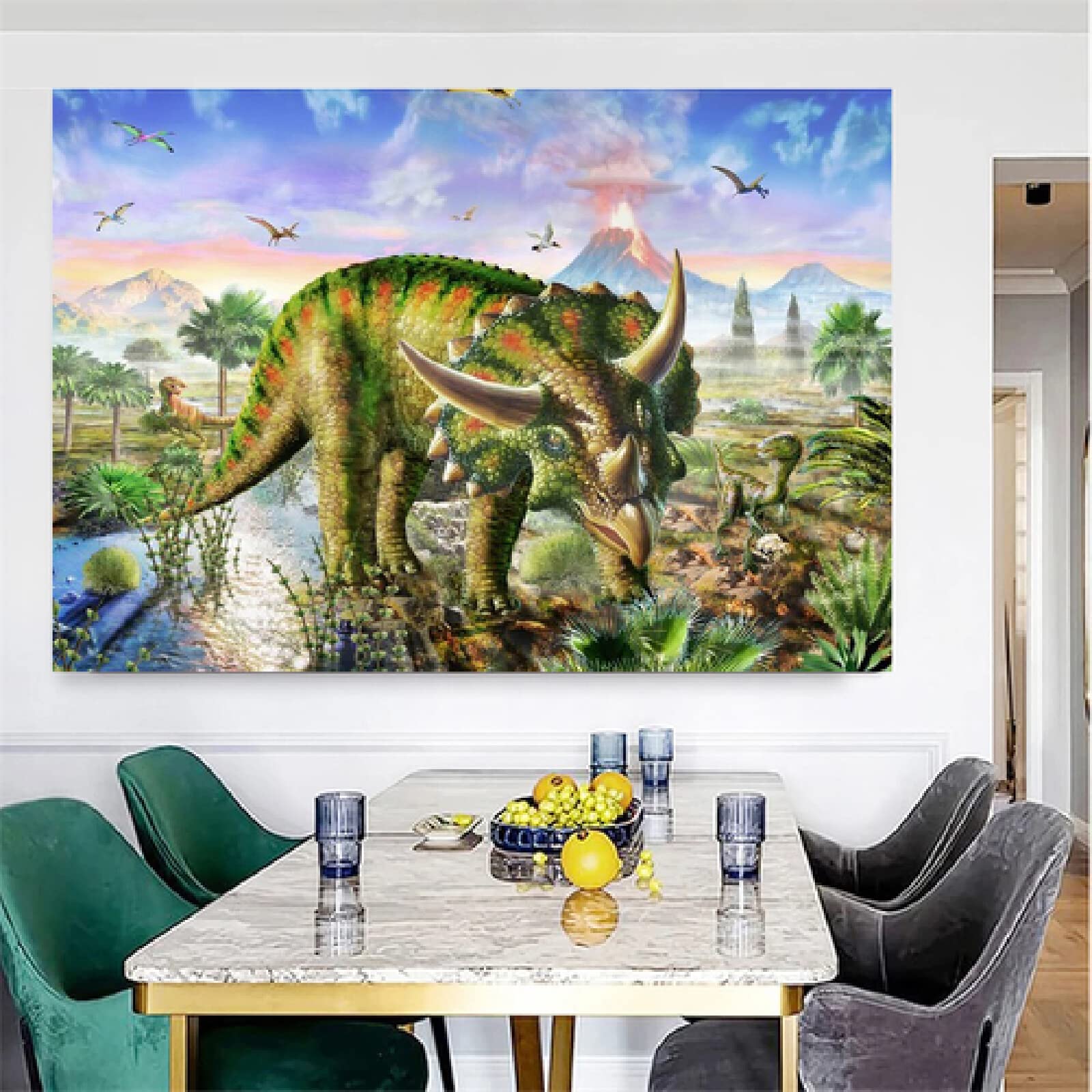 DIY Diamond Painting Kits Dinosaurus for Adults, 5D Diamant Schilderij Dier Art Rhinestone Embroidery Borduurpakket Voor Kind Supply Arts Craft Canvas Wall Stickers Woonkamer Decoratie 30 * 40cm