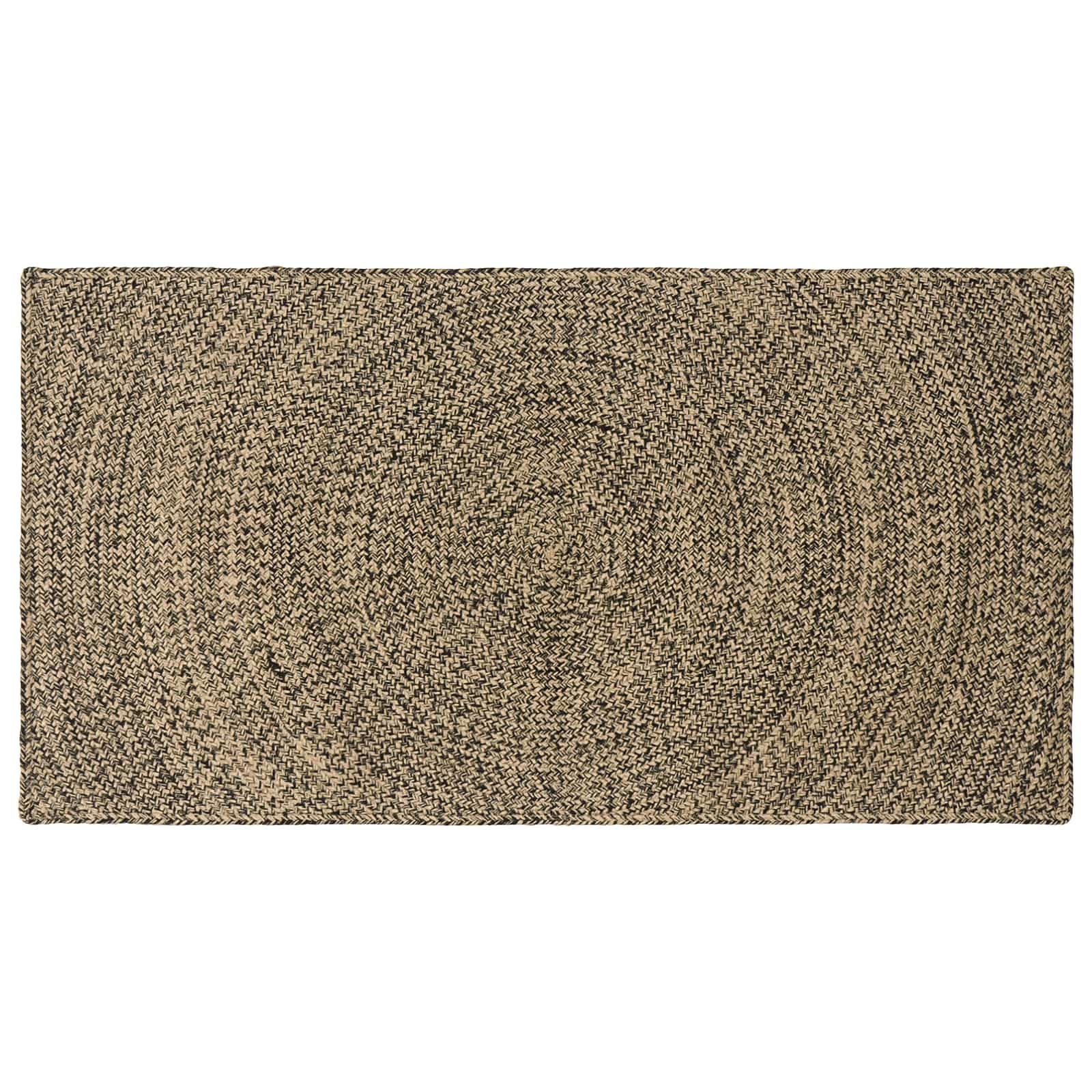Tapis de Surface en Jute Naturel et Noir 60 x 110 cm pour Salon Chambre Cuisine intérieur Design Moderne et bohème, Tapis Moelleux épais, Facile à Laver, idéal pour décoration chaleureuse