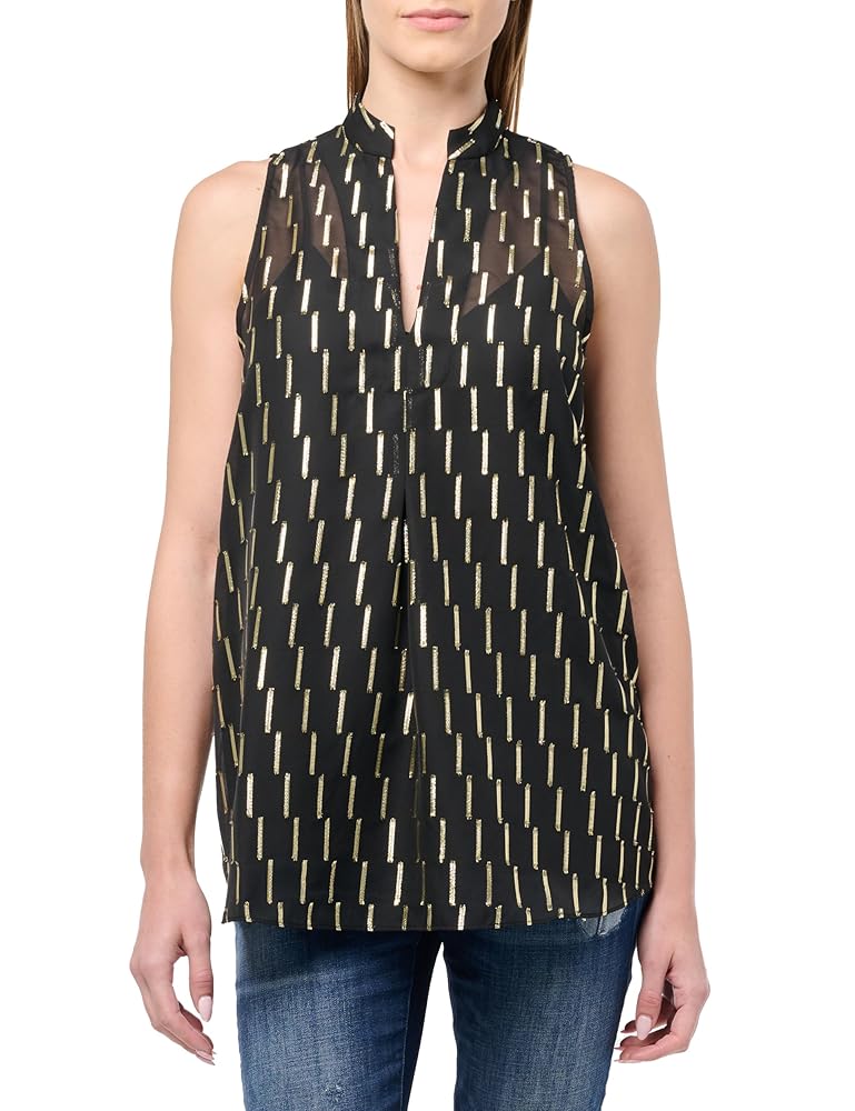 Tシャツ・カットソー Giorgio Armani Gold Silk Knit Top With Shiny Effect And Crew Giorgio Armani Gold Silk Knit Top With Shiny Effect And Crew