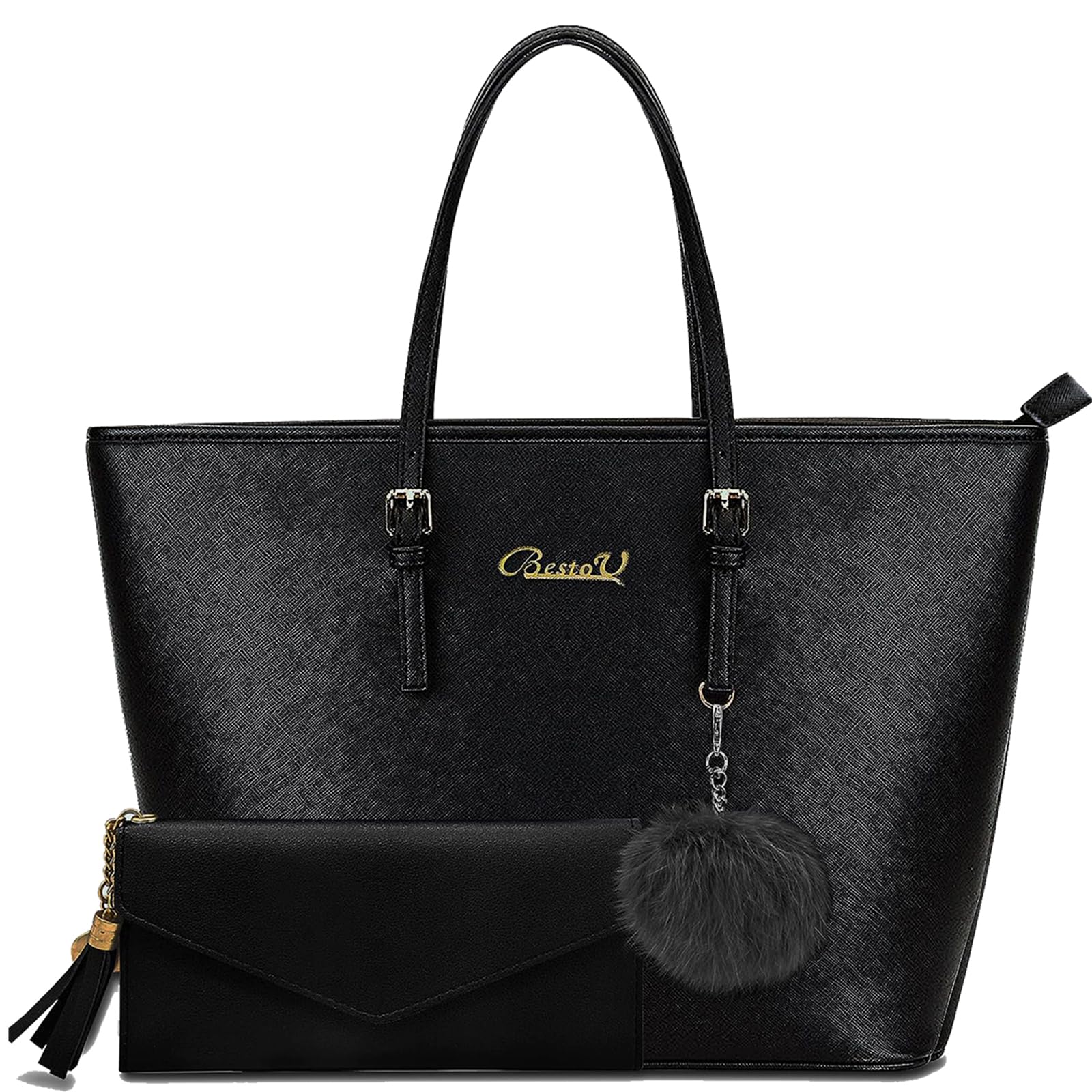 BestoU Bolsos de Mujer Bolso Bandolera Tote Grande De Hombro Bolsos PU Cuero Billetera 2pcs Set