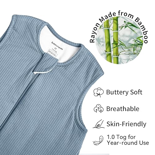 Miniatura 9 de Saco de dormir de rayón hecho de bambú para niños pequeños con pies de 6 a 12 meses, 1.0 tog ultra suave, saco de dormir para bebé, saco de dormir