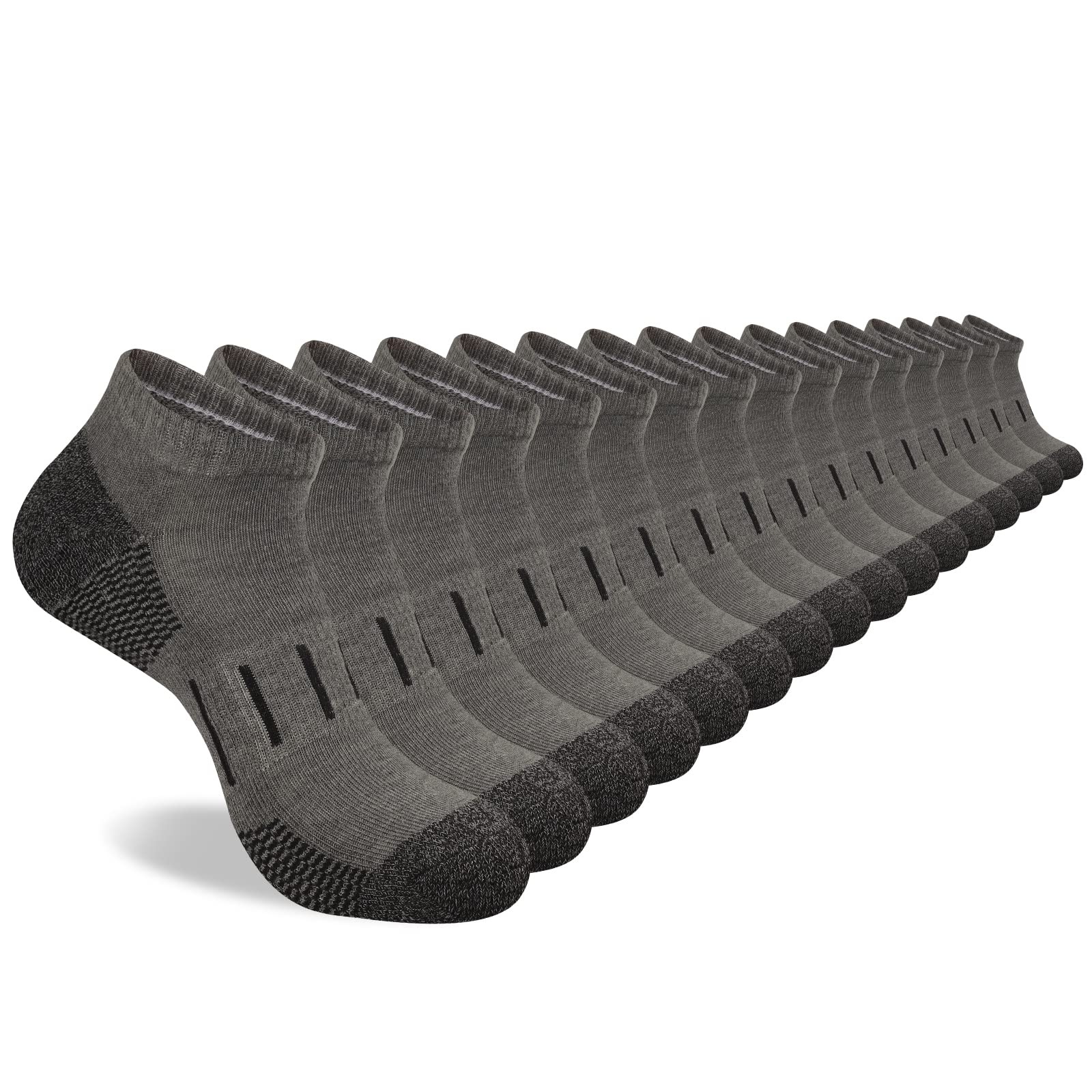 Heatuff Calcetines deportivos de tobillo para hombre, absorben la humedad, calcetines deportivos para correr de corte bajo (8 pares)