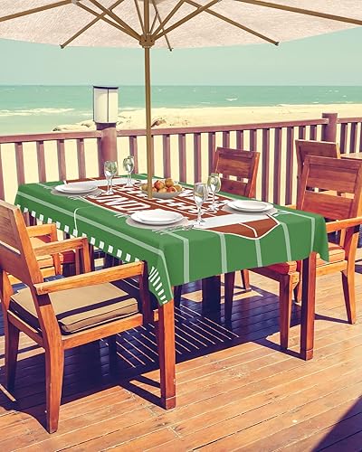 Miniatura 2 de Mantel rectangular de fútbol americano para exteriores con agujero para sombrilla de 54 x 80 pulgadas, sin arrugas, tela lavable, cubierta