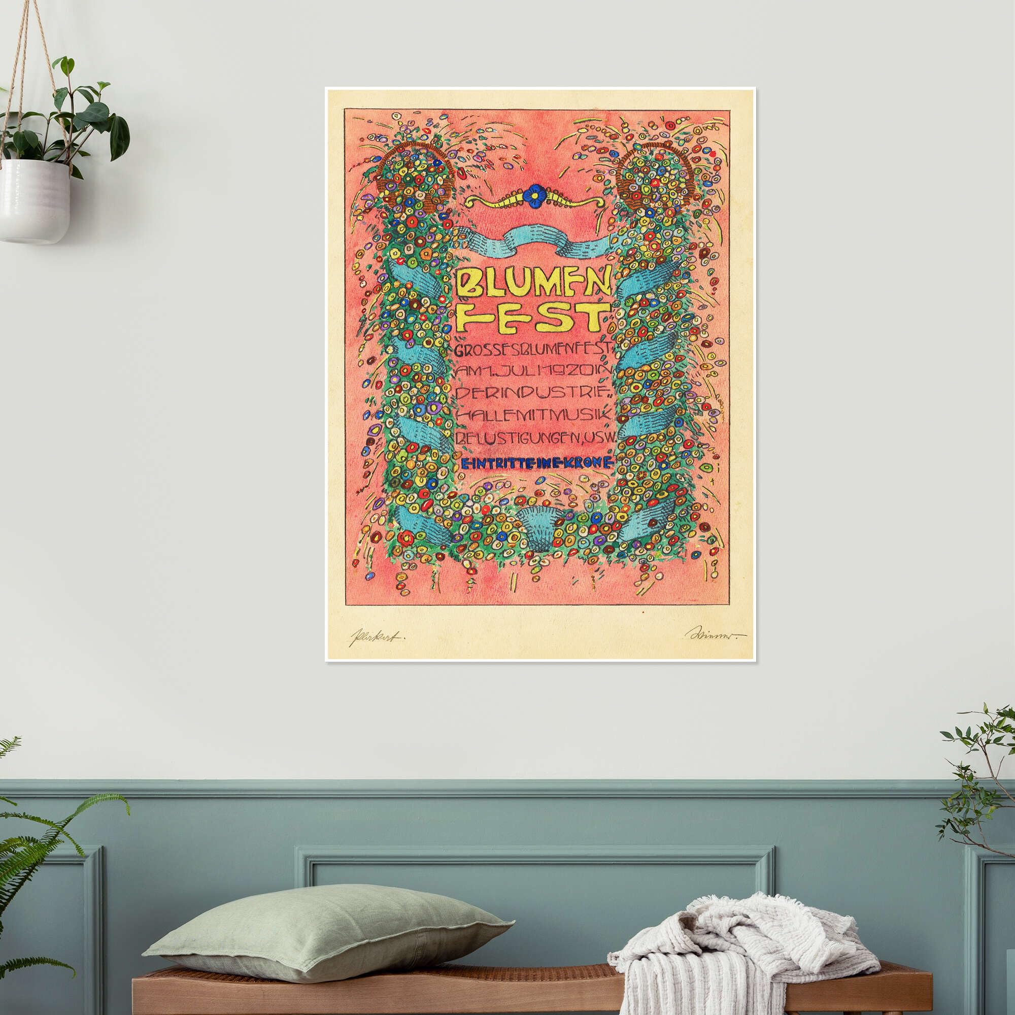 Posterlounge Flower Festival Poster | 90 x 120 cm di Karl Wiener Rosato Quadri Decorazione per pareti
