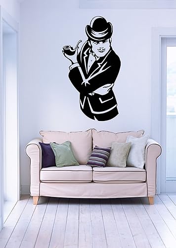 Pared pegatinas de vinilo Retro Hombre de Sherlock Holmes con tubos (z2014m)