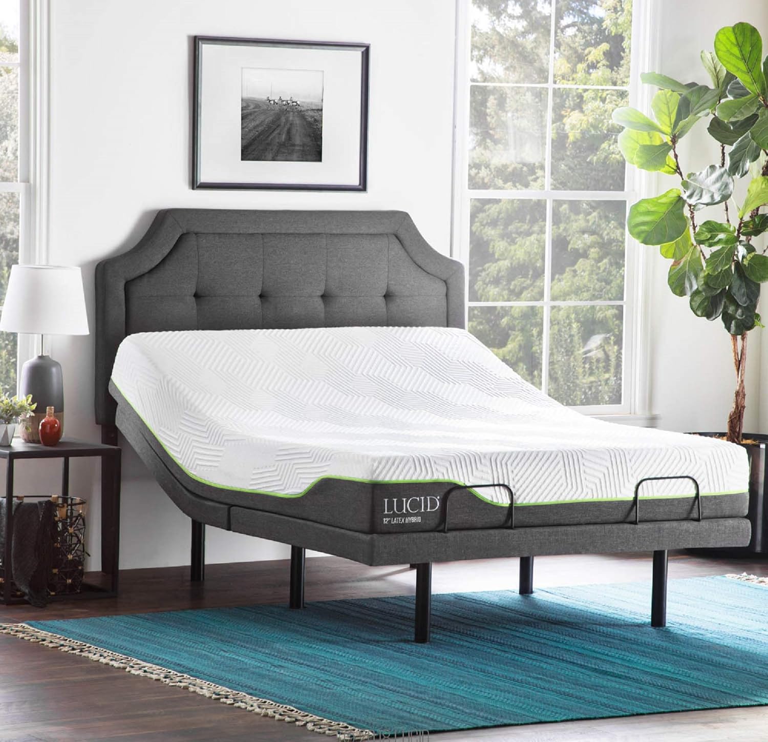 Lucid L300 Full Adjustable Bed Frame with Lucid 12 inch