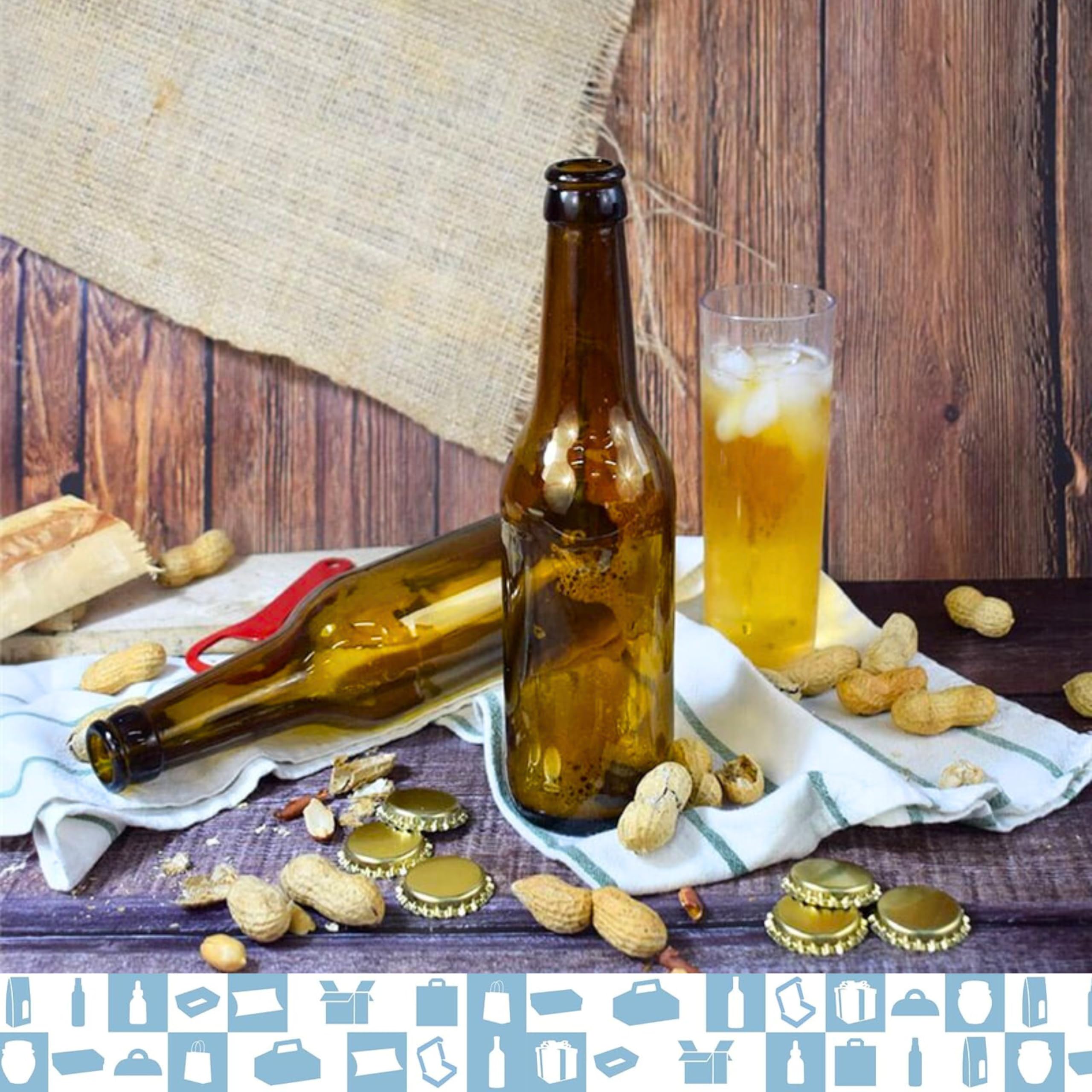 Botellas Vacias de Cristal para Cervezas 33cl Reutilizables com Chapa