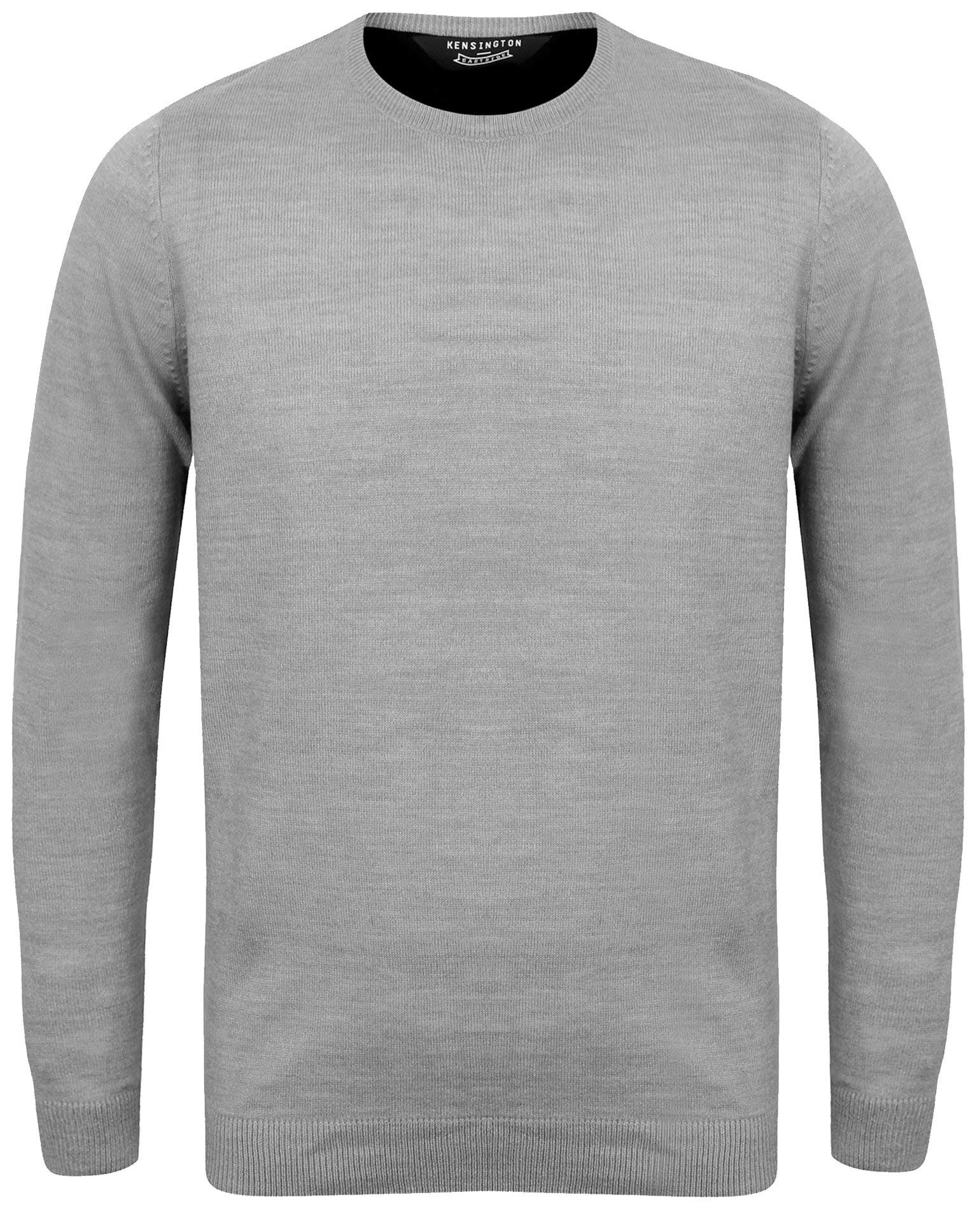 Kensington Eastside Men's Houston Plain Crew Neck Knitted Jumper - Light Grey Marl - XXL