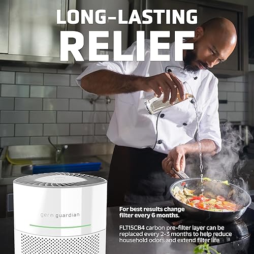 Miniatura 2 de GermGuardian Filtro V Smoke Clear HEPA - Filtro de repuesto para purificador de aire, elimina el 99.97% de contaminantes, humo de incendios