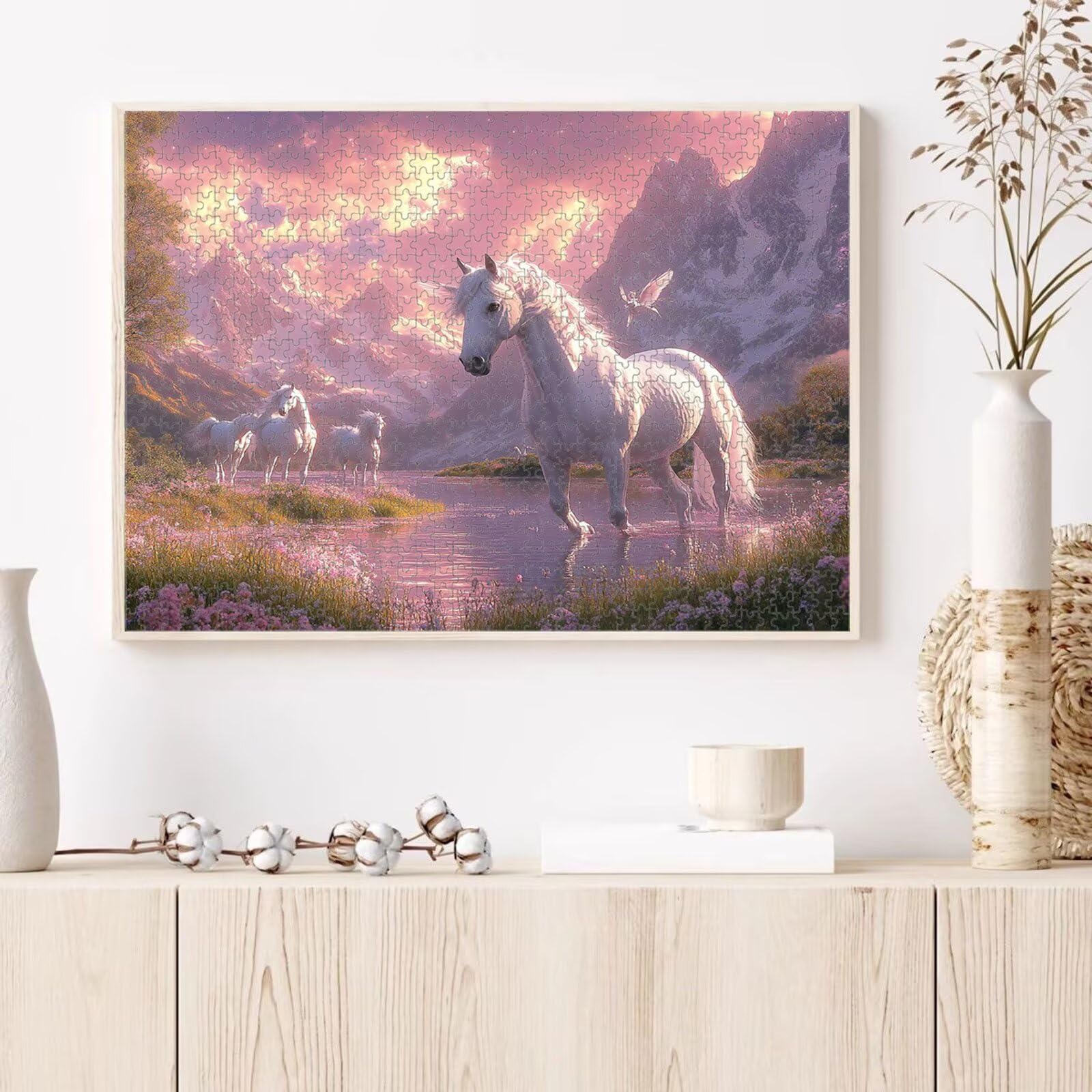 Puzzle 1000 elementów - Wróżka i koń - 1000 elementów Drewniane puzzle z literami na plecach - Dekoracja ścienna i relaks - Kreatywne prezenty dla dorosłych 1T#599