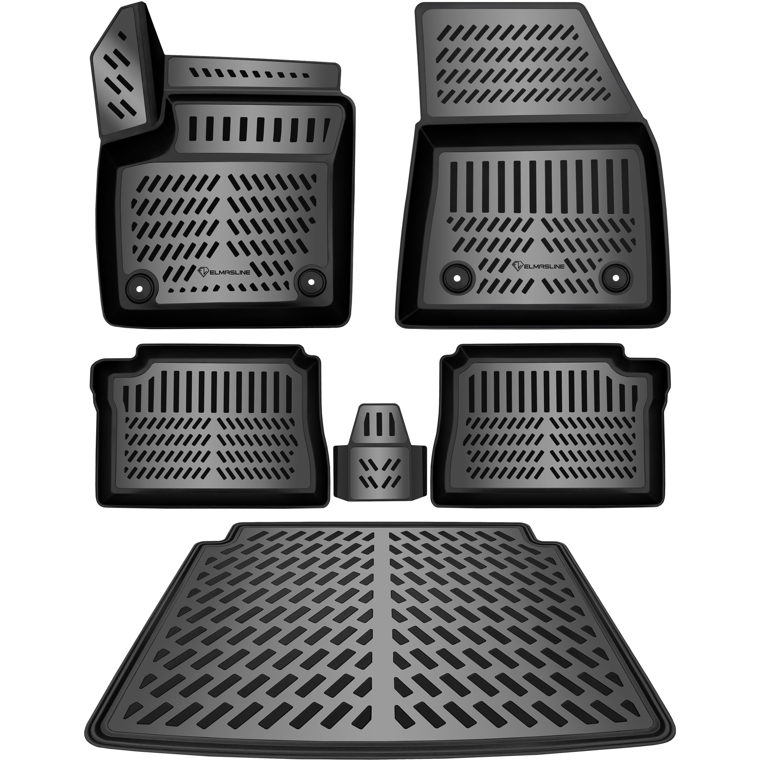 ELMASLINE Tapis en caoutchouc 3D et bac de coffre pour Citroën C3 Aircross (2024-2026) - Convient uniquement aux hybrides - Sol de chargement supérieur - Accessoires de tapis de sol