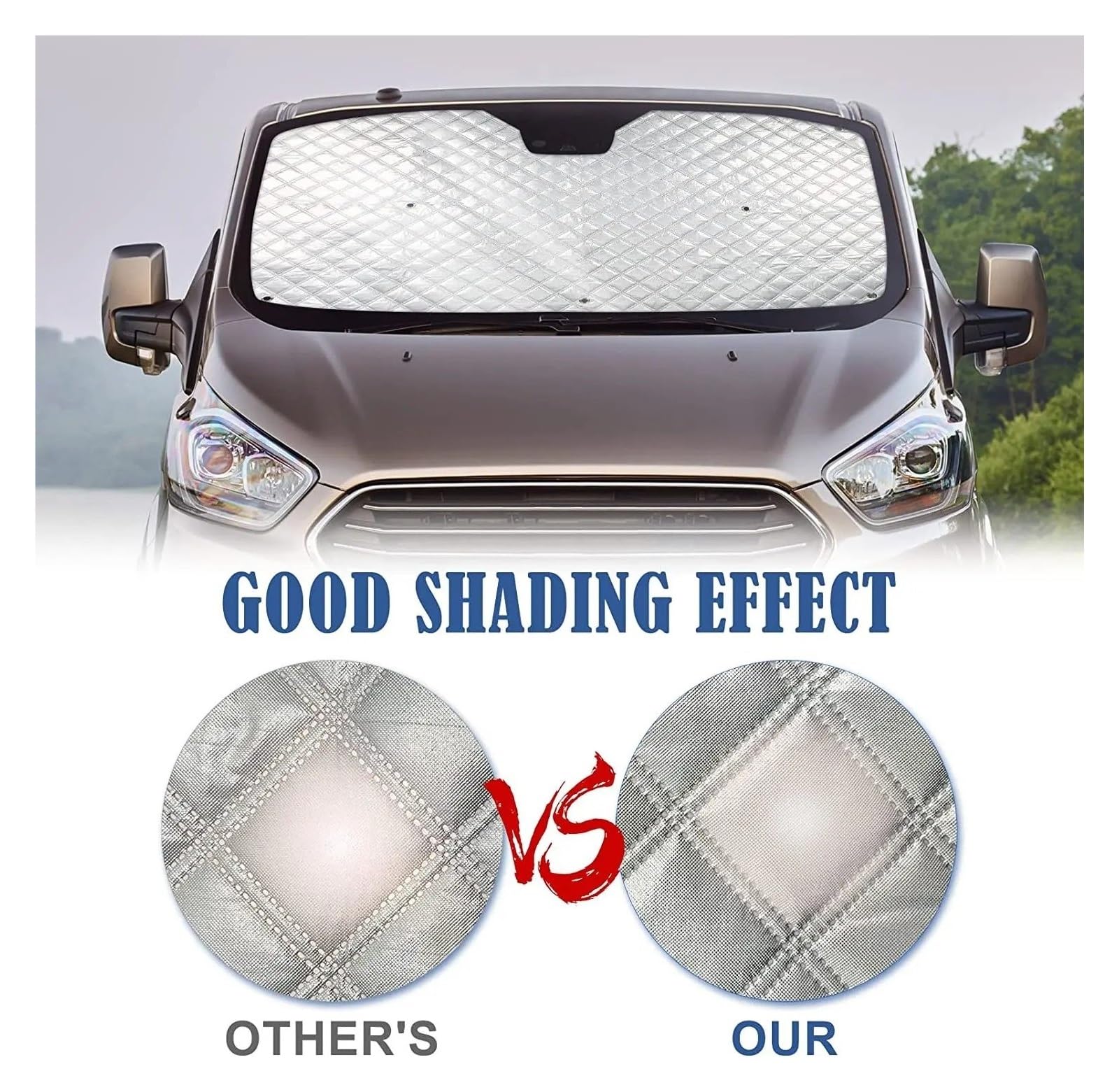 Parasoles de Coche para Ford para Transit para Custom MK8 Juego Parasol para Coche Bloqueador con Ventosas – Protección UV Aislamiento Térmico Parasol Coche Delanter