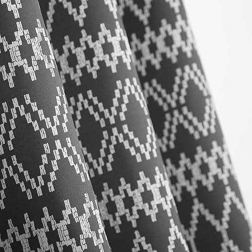 Miniatura 3 de Deconovo Cortinas opacas modernas, geométricas con bolsillo para barra de barral, cortinas de enrejado para habitación de niños, 42 pulgadas de