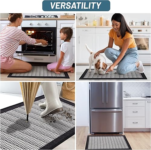 Miniatura 6 de Cognitixx Alfombras de cocina, antideslizantes, lavables, tapetes de cocina absorbentes con respaldo de goma, tapetes tejidos duraderos para cocina,