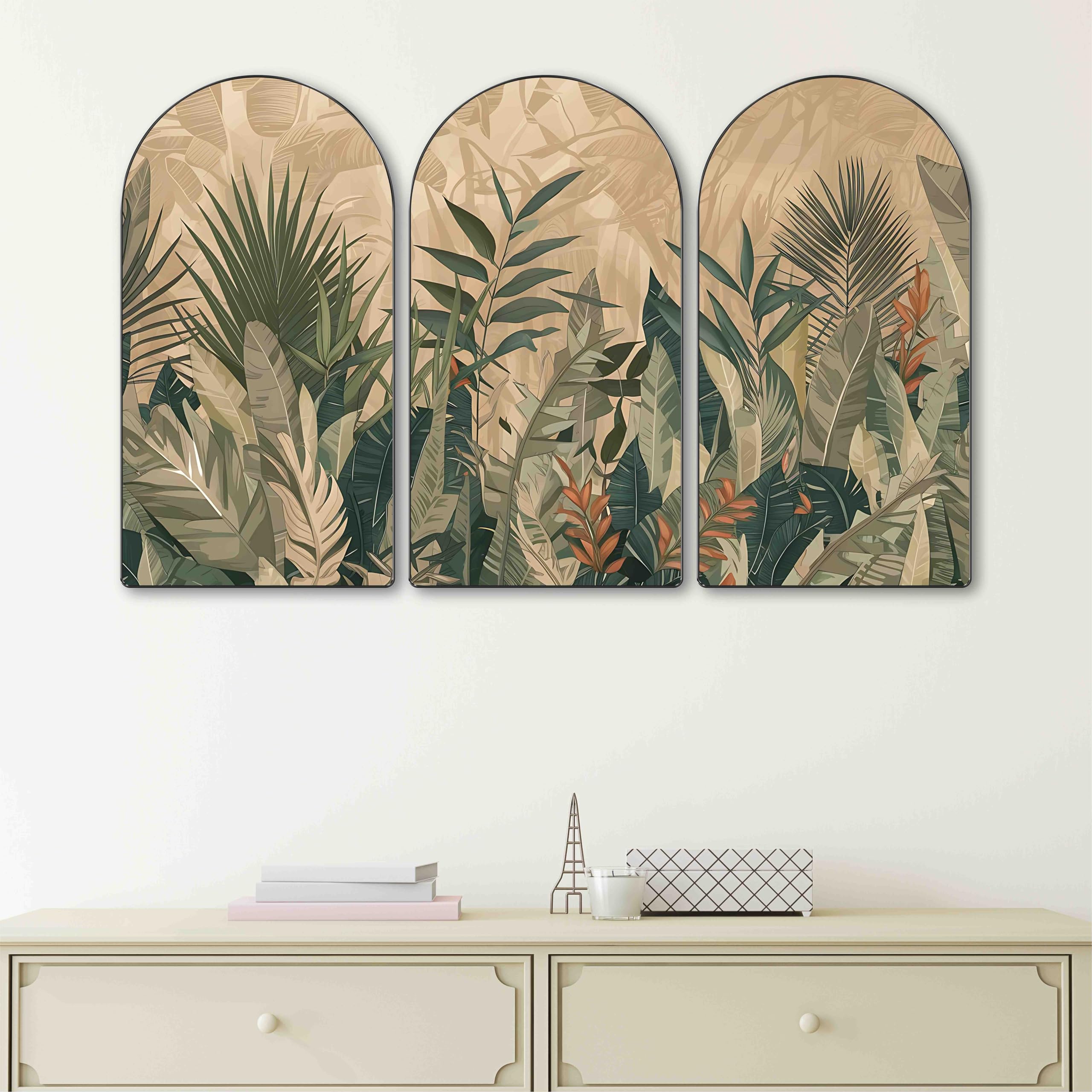Livin'luxe Tropical Wall Art - 3 Panel Botanical Painting -1