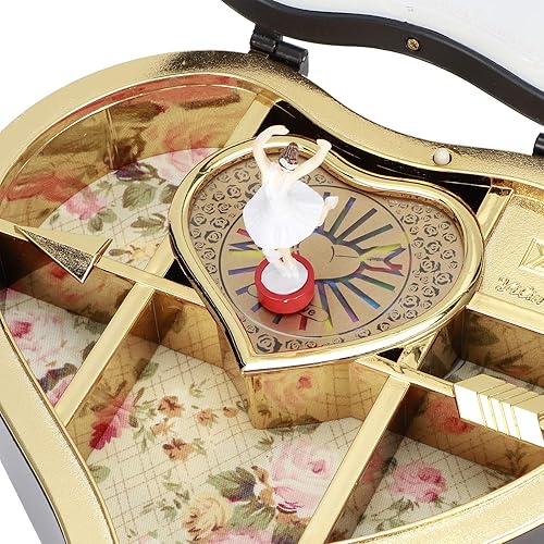 Miniatura 7 de Ballerina - Joyero de música con forma giratoria en forma de corazón, caja de música con bailarina, regalo para el día de San Valentín
