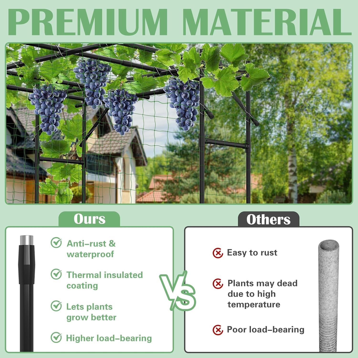 DoCred Large Garden Arch Trellis for Climbing Plants, 87" H x 118" L x 79" W Large Grape Vine Trellises Arch Arbor Gazebo, Grape Trellis for Outdoor Courtyard and Garden Decoration, Black