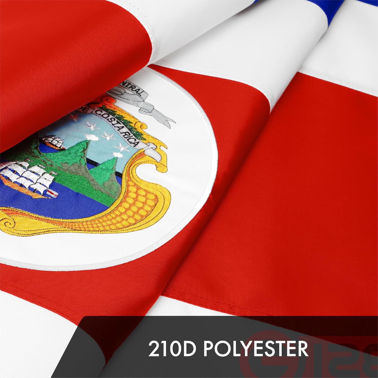G128 Costa Rica Costa Rican Flag | 3x5 Ft | ToughWeave Series Embroidered 300D Polyester | Country Flag, Embroidered Design, Indoor/Outdoor, Brass Grommets